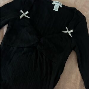 Tilly's Black Crop Top with White Bows